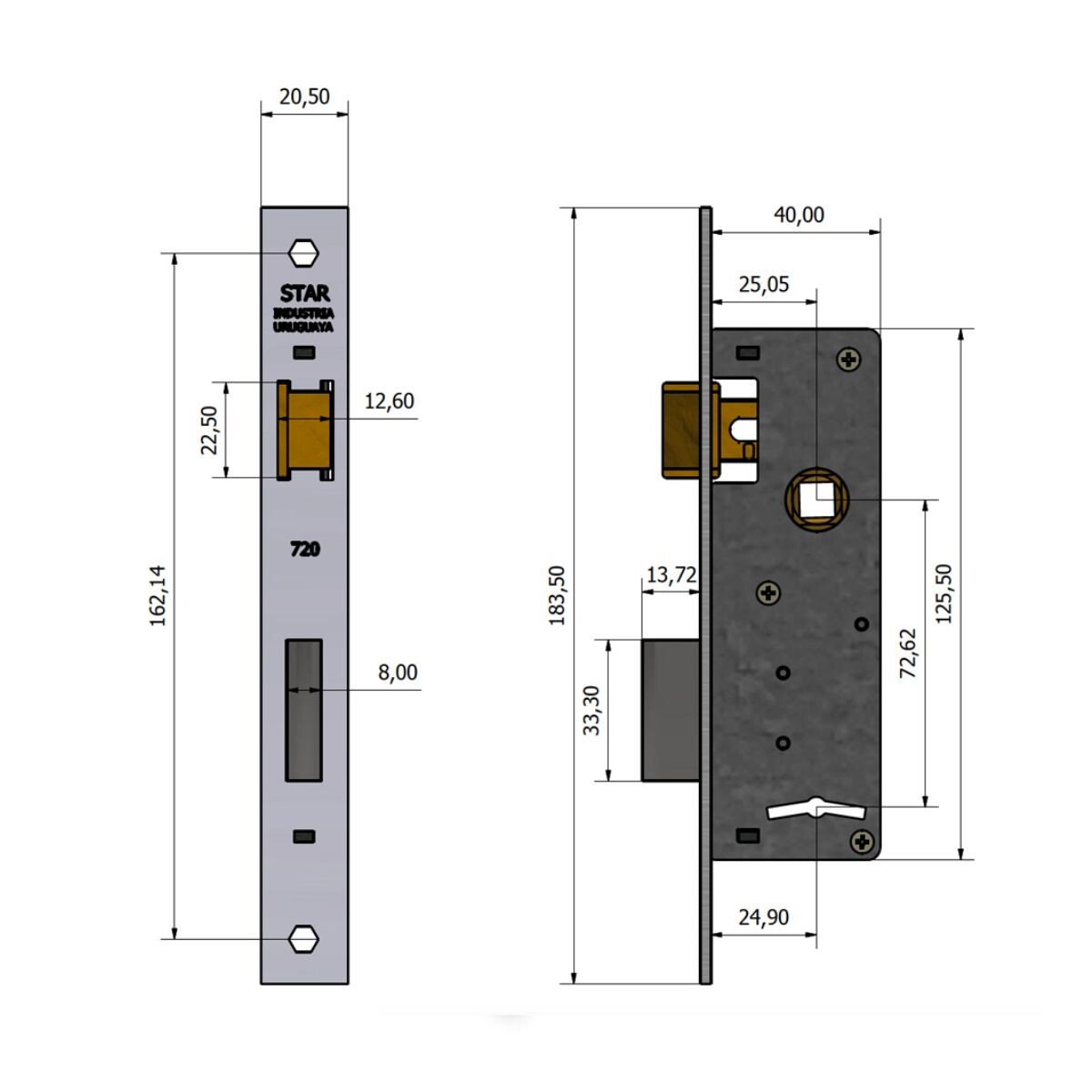 CERRADURA STAR 720R ANGOSTA H NIQ Cerradura Star 720r Angosta H Niq