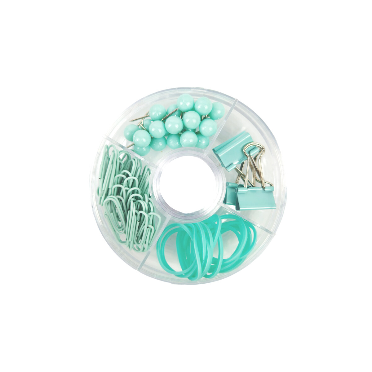 Set de pins gomitas elásticas y ganchitos - Celeste 