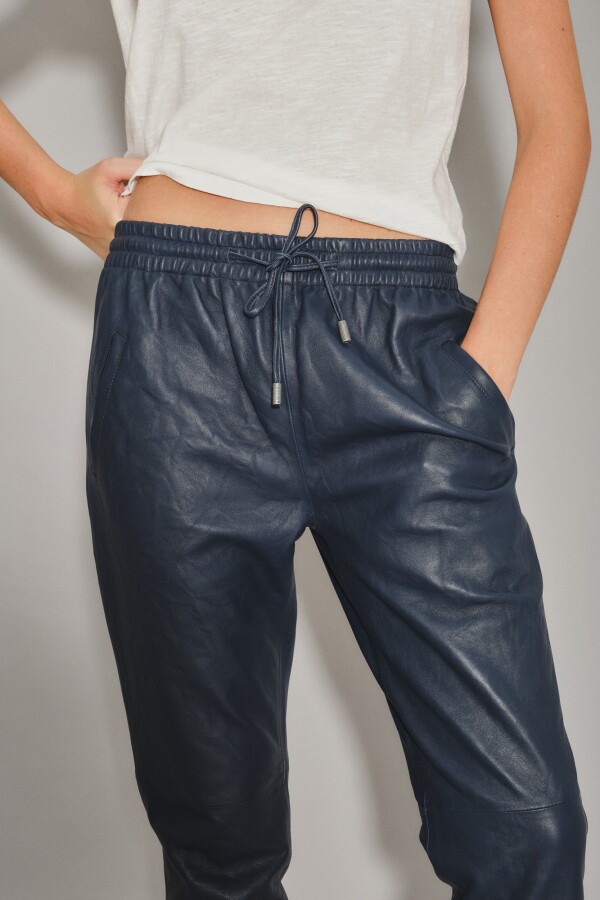 Babucha Cuero Azul