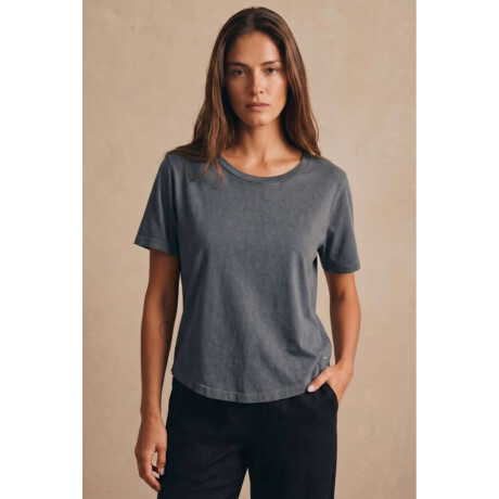 Remera Algodon Lavado Gris Oscuro