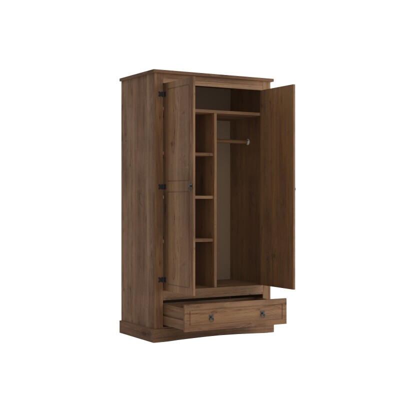 Ropero Madera 2 Puertas Nogal Linea Rustica Unica