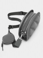 Bolso Bandolera Textura Suave Y Colgante gris