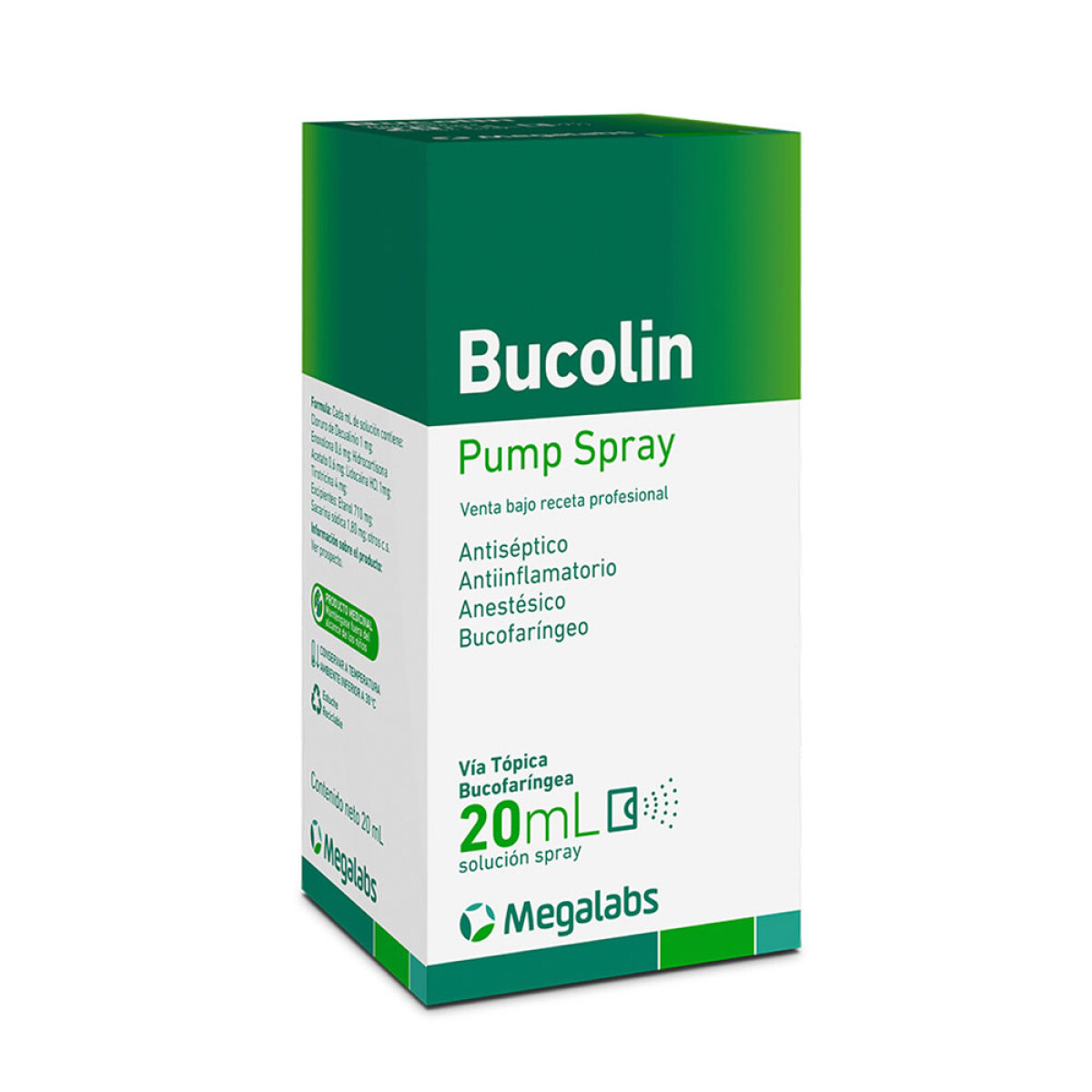 Bucolin 20 ml - Spray Bucal Antiséptico, Antiinflamatorio y Anestésico 