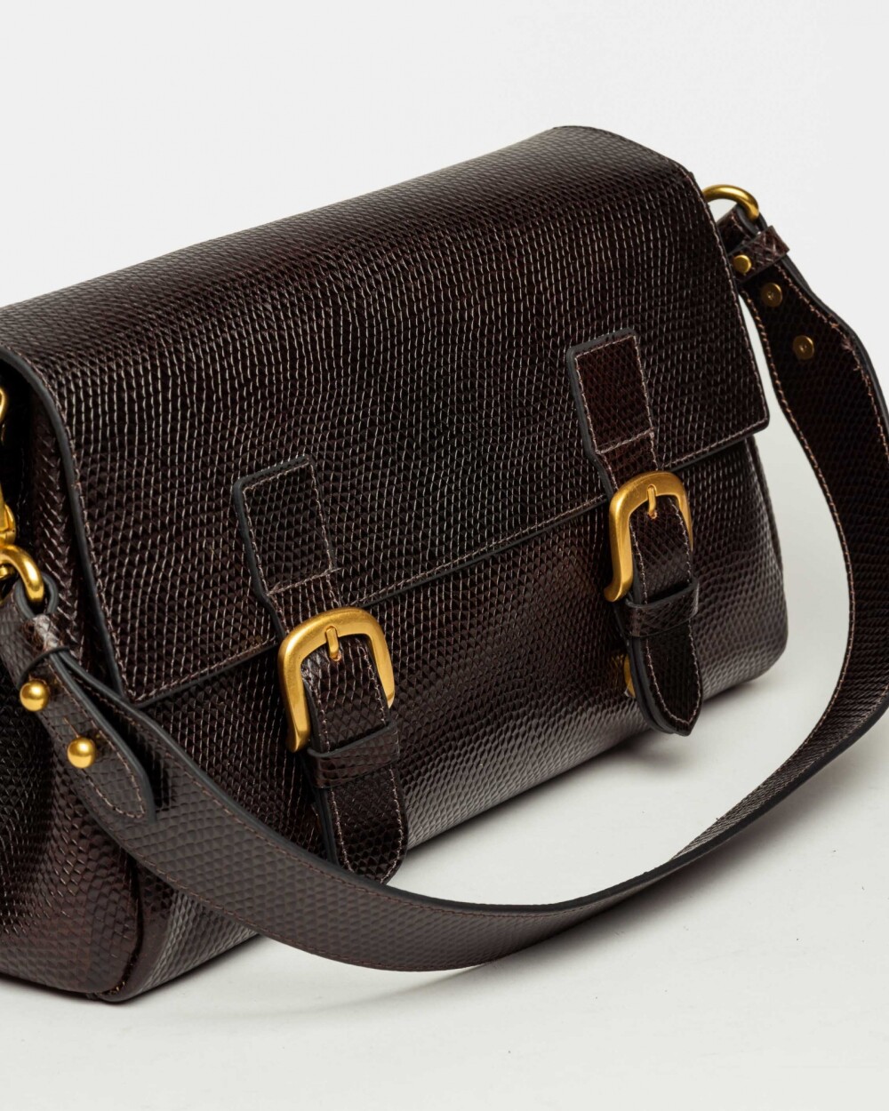 Hombro Elise Snake Bitono Red Tabaco