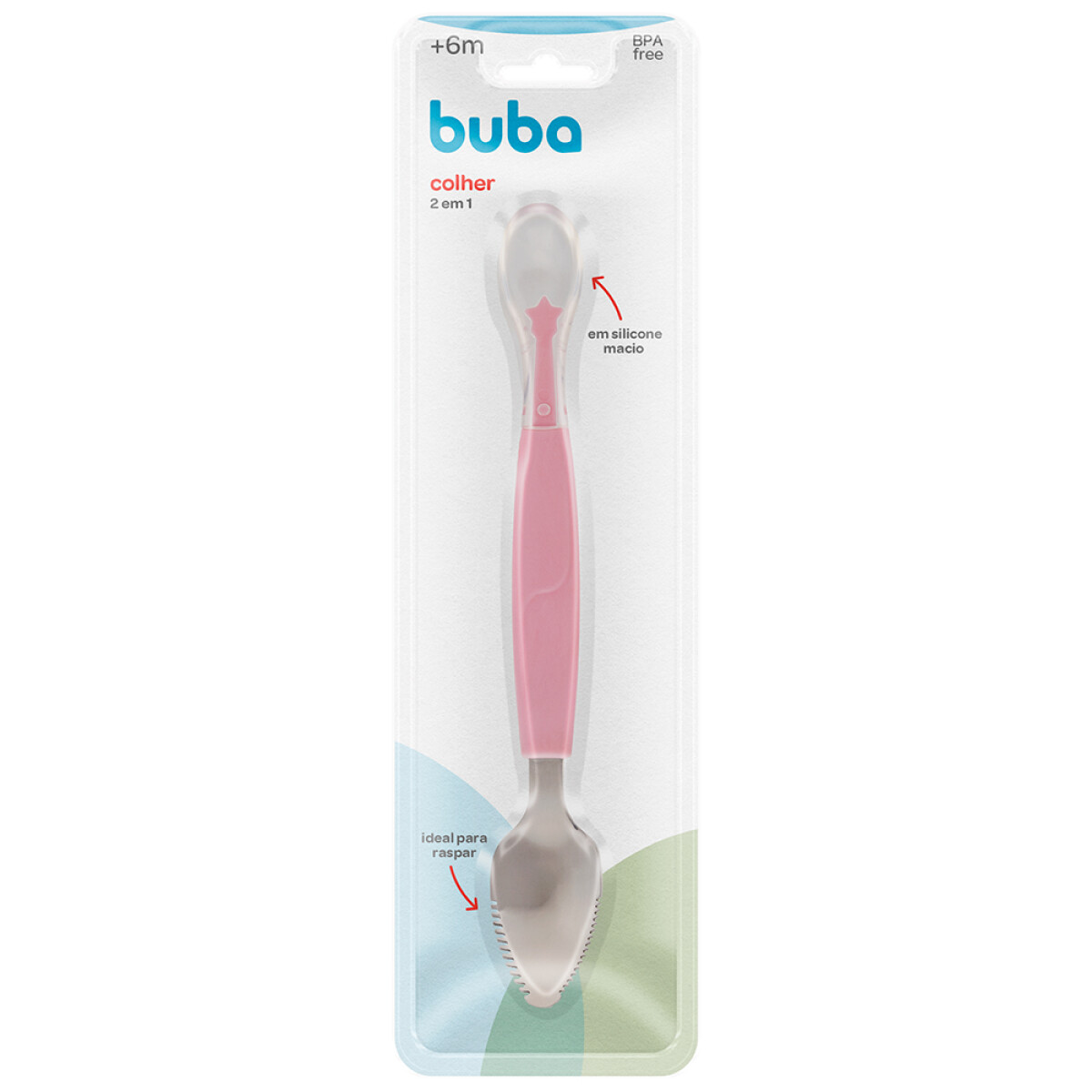 Cuchara 2 en 1 pelador BUBA - rosado 