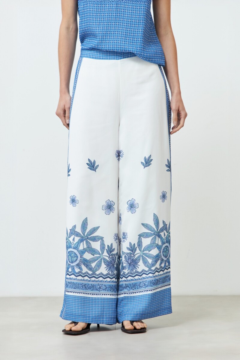 Pantalón estampado con guarda azul