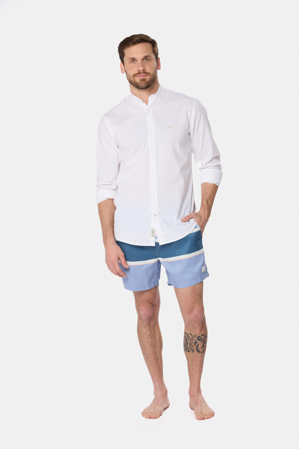 SHORT DE BAÑO RAYADO Azul