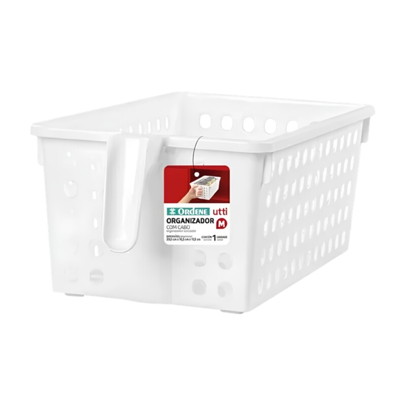 Cesto organizador calado con asa M BLANCO