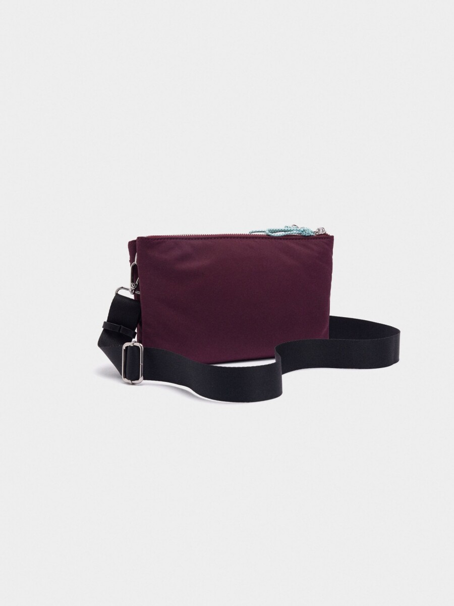 Bolso Bandolera Doble De Nylon burdeos