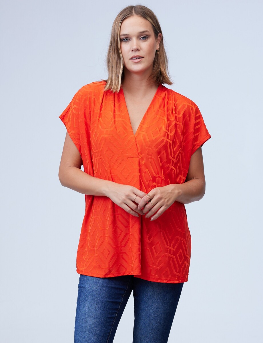 Blusa Labrada Oversize - Anaranjado 