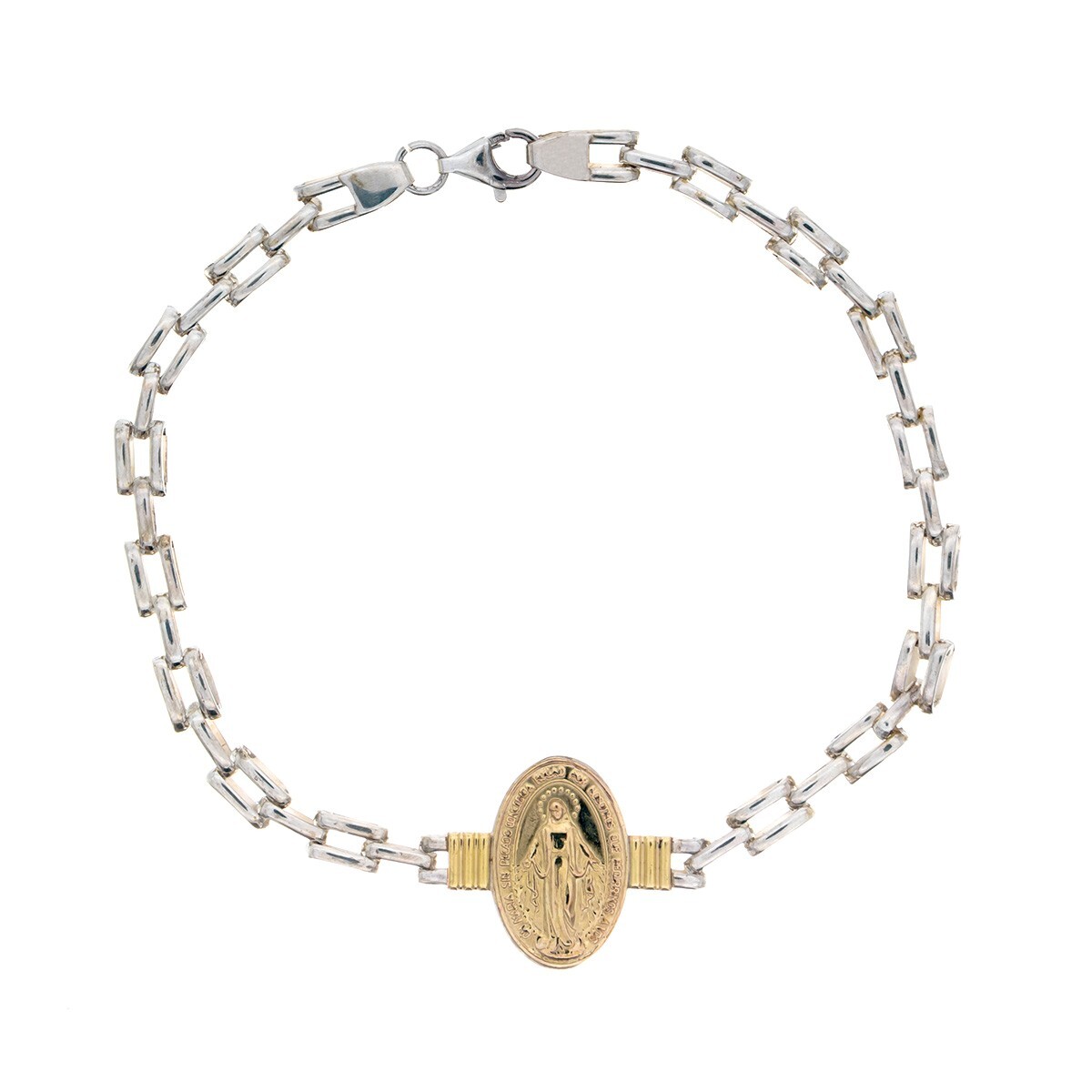Pulsera de plata 925 y double en oro 18 ktes, MILAGROSA. 