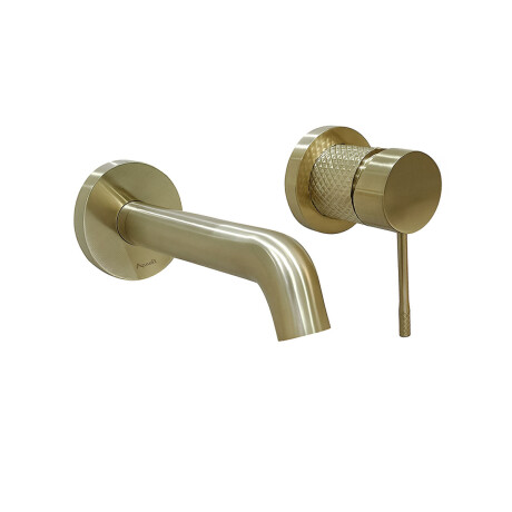 GRIFERIA LAVATORIO PARED CUERPO LABRADO EN ORO CEPILLADO - SERIE SIGNATURE BRONCE