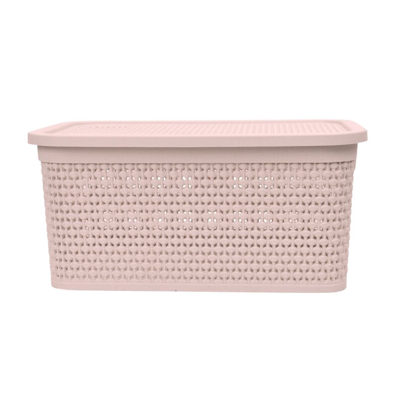 Set x2 Caja simil ratán 7,5 lts ROSADO