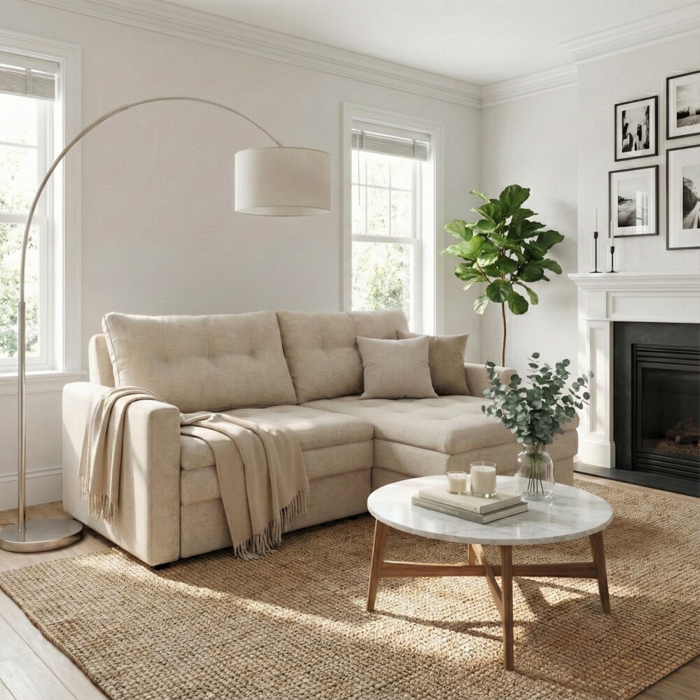 Sillón Cama Nayla 3 Cueros - Extensible Beige