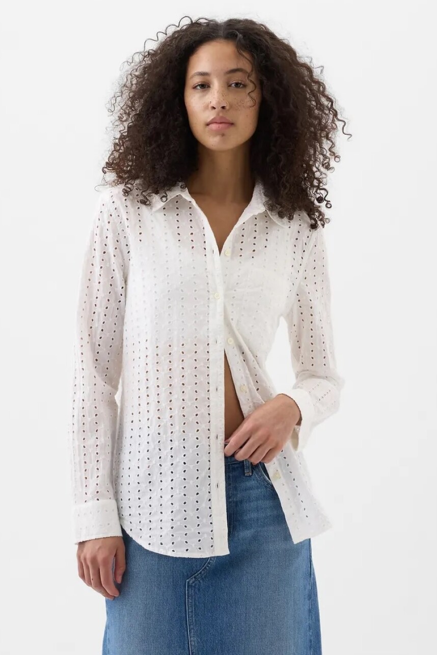 Camisa Broderie Mujer Optic White V6