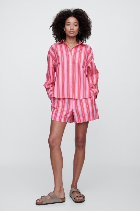 Camisa Poplin Big Shirt Mujer Pink Stripe