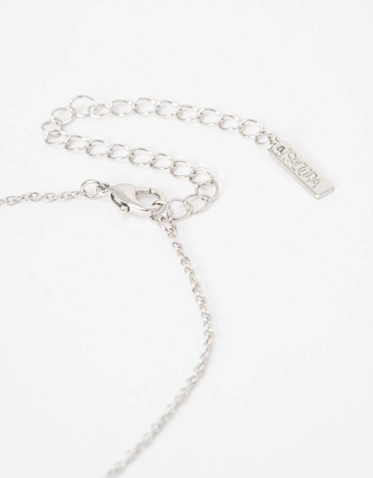 Cadena Corta con Dije Metal Collar Cadena Con Dije Metal. - Plateado Rodio
