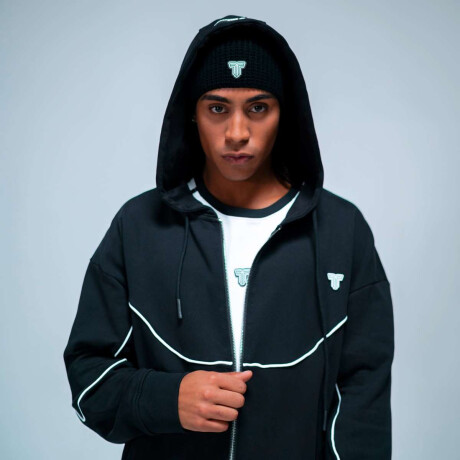 Campera Piping de Hombre Negro