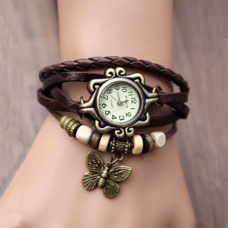 Reloj Pulsera WD-9 con Pulsera y Dije MARRON