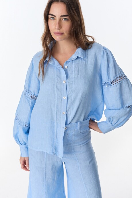 Camisa Hibisco Celeste