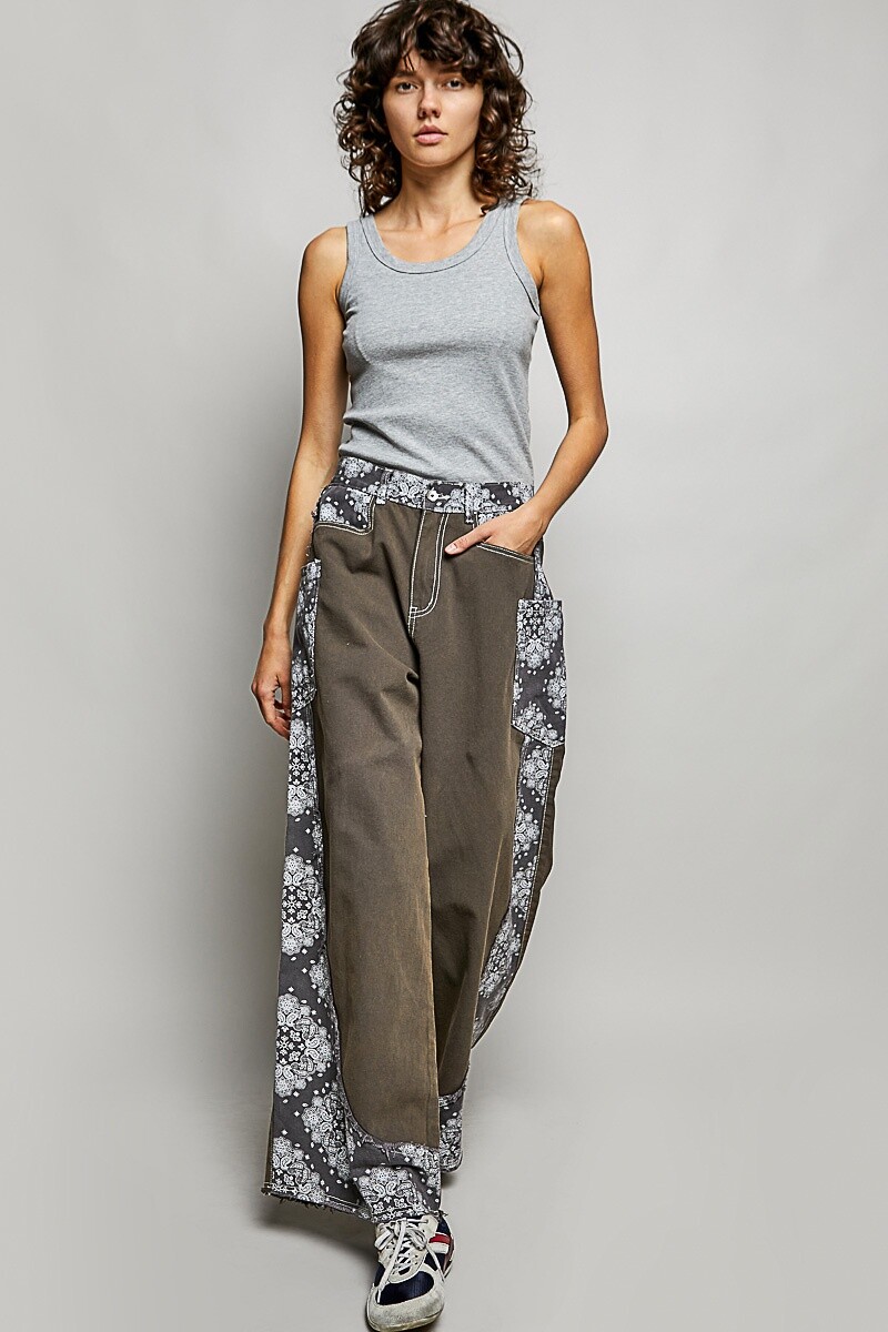 PANTALON COMBINADO Gris