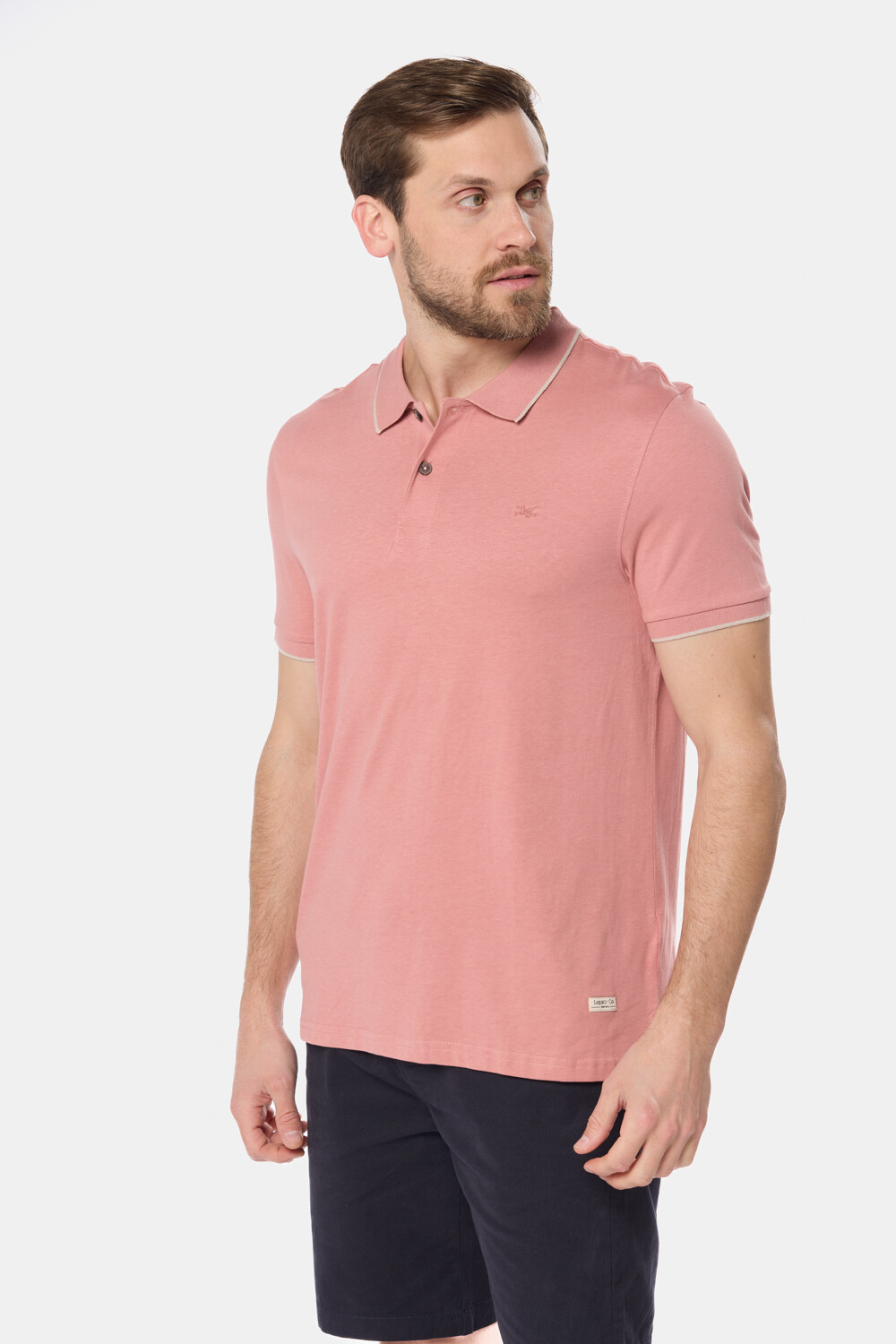 REMERA POLO JERSEY RAYADA Coral