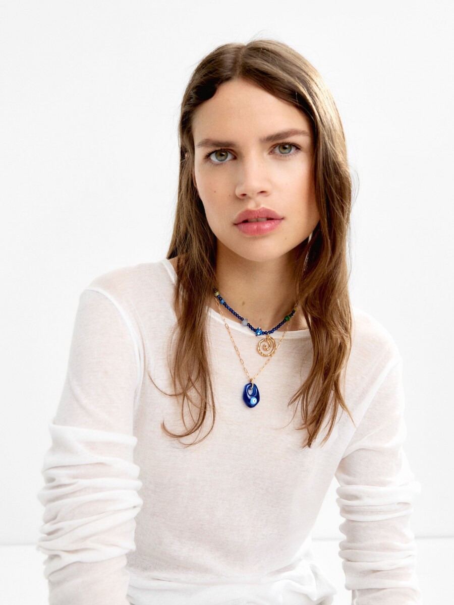 Set De Collares Con Eslabones Y Cuentas multicolor
