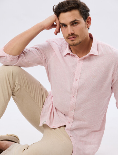 PANTALÓN DE LINO CON CINTURA ELASTIZADA Beige