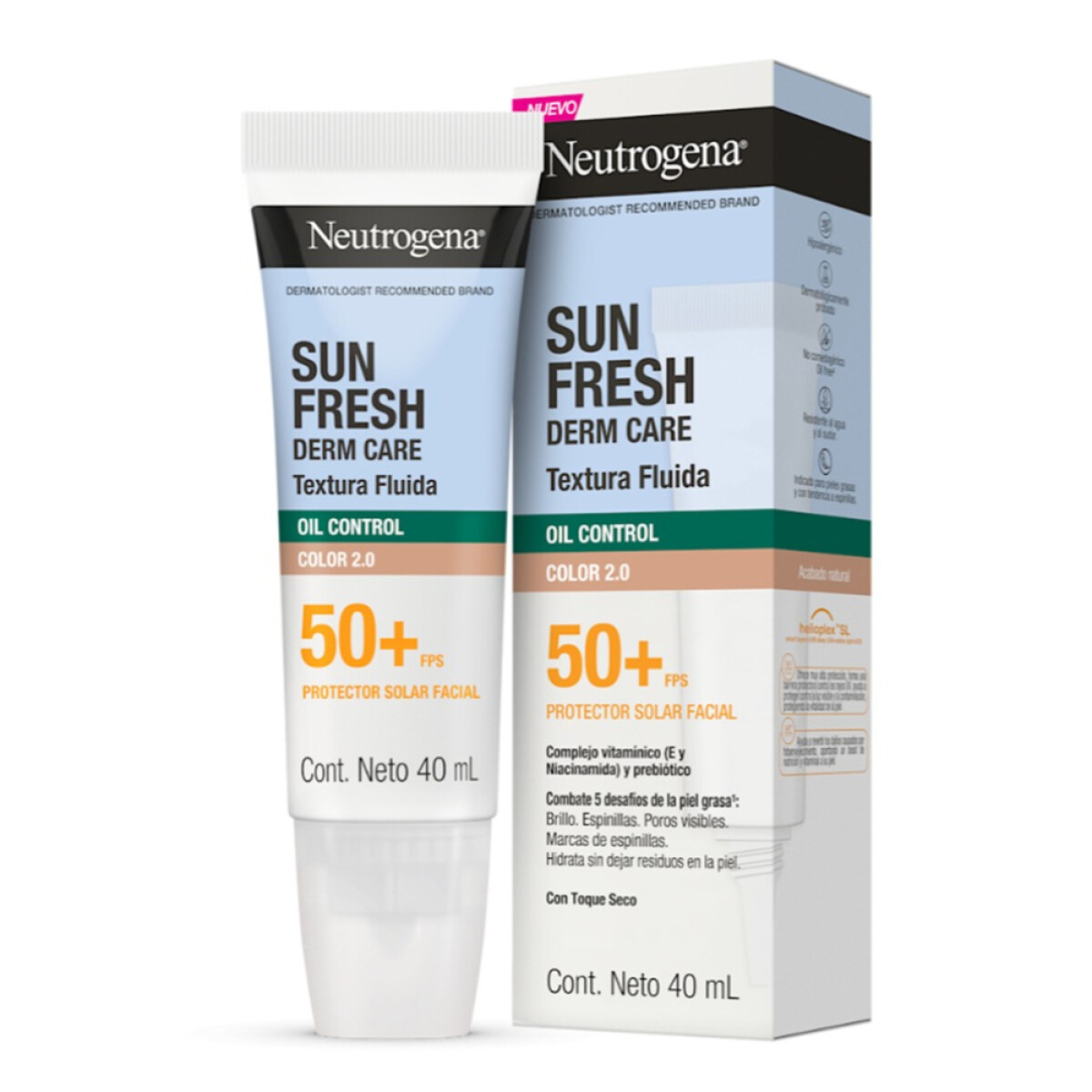 Protector Solar Neutrogena Sun Fresh Oil Control Color 2.0 SPF50 40ml 