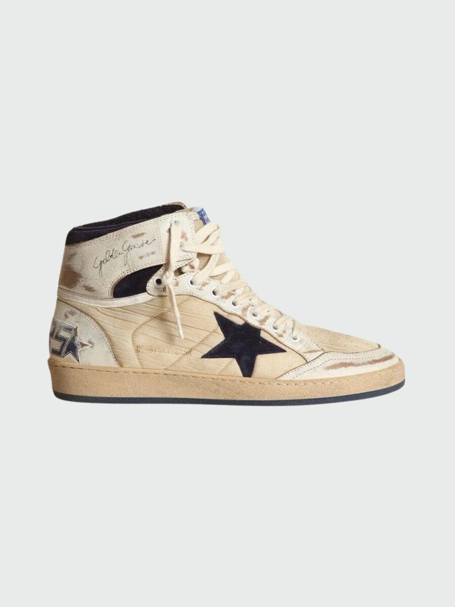 Golden Goose-Botines de cuero acordonados, Sky Star - Blanco 