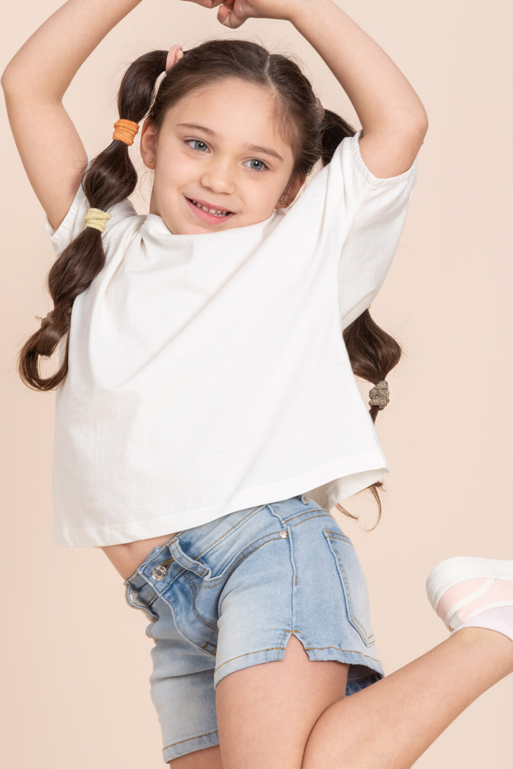 Camiseta con manga fruncida Crema BAS Basic Simple