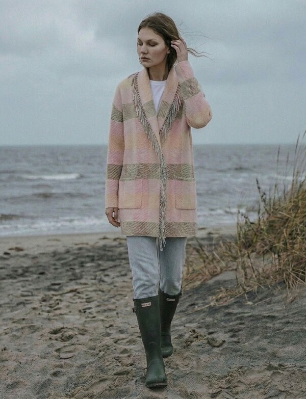 Cardigan Flecos Cuad MULTI/ROSA