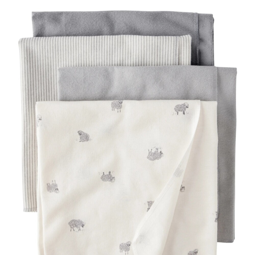 Pack x4 mantas recibidoras de algodón oveja Carters Pack x4 mantas recibidoras de algodón oveja Carters