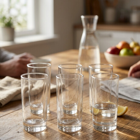Set x6 Vasos de vidrio 310ML TRANSPARENTE
