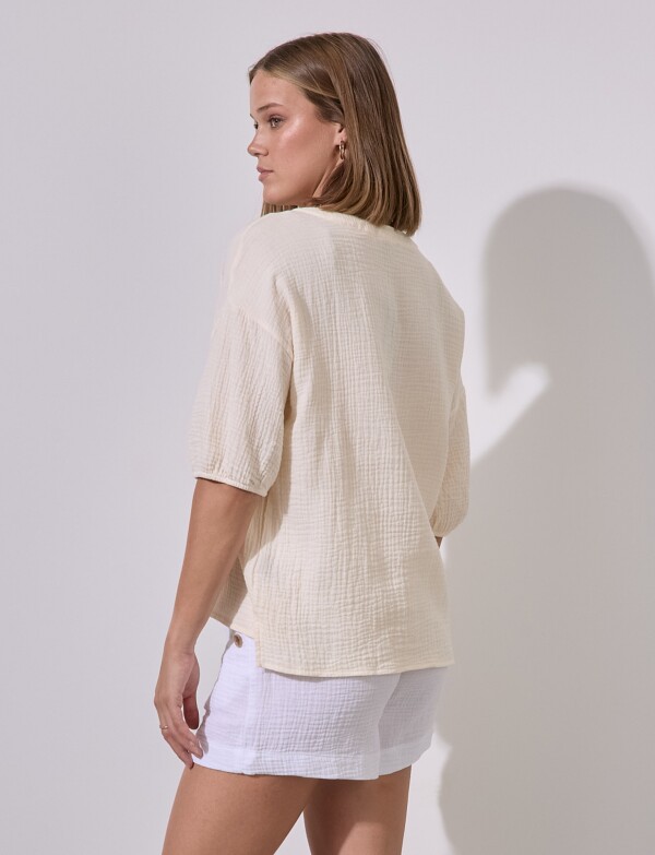 Blusa Algodon Esc V BEIGE