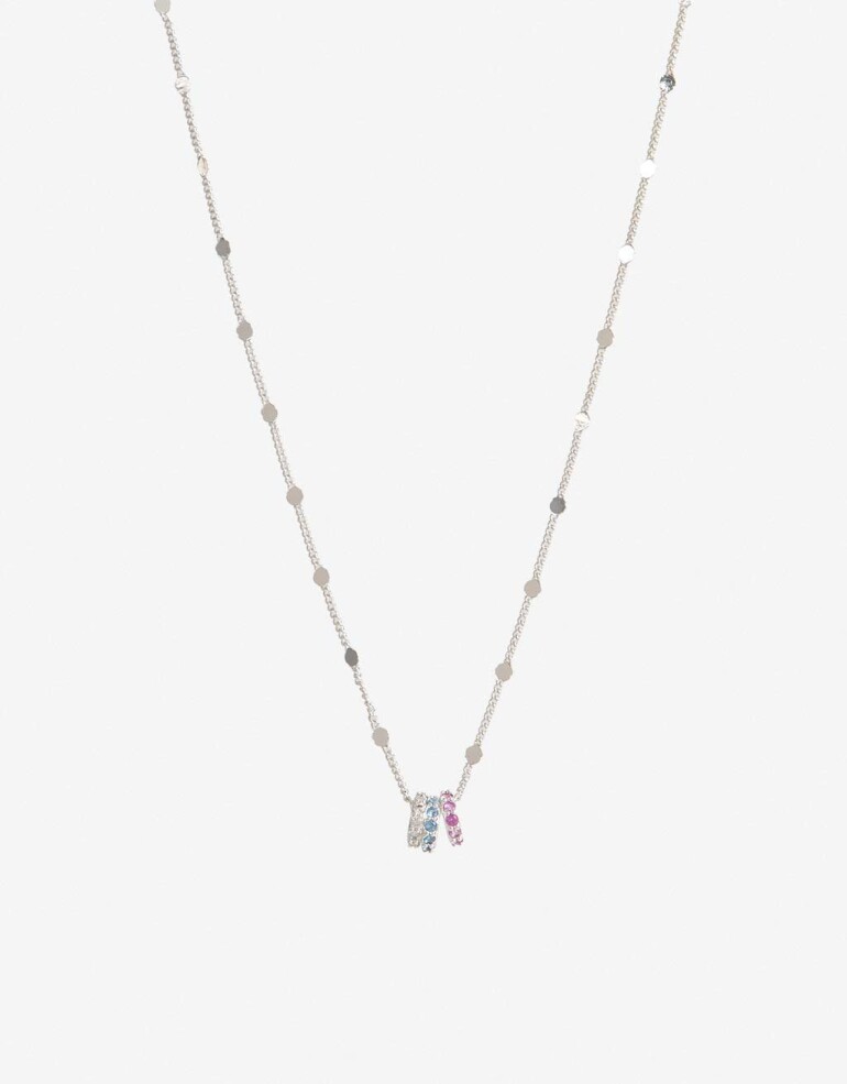 Cadena Corta con Dije Strass Collar Con Dije Cubic - Plateado