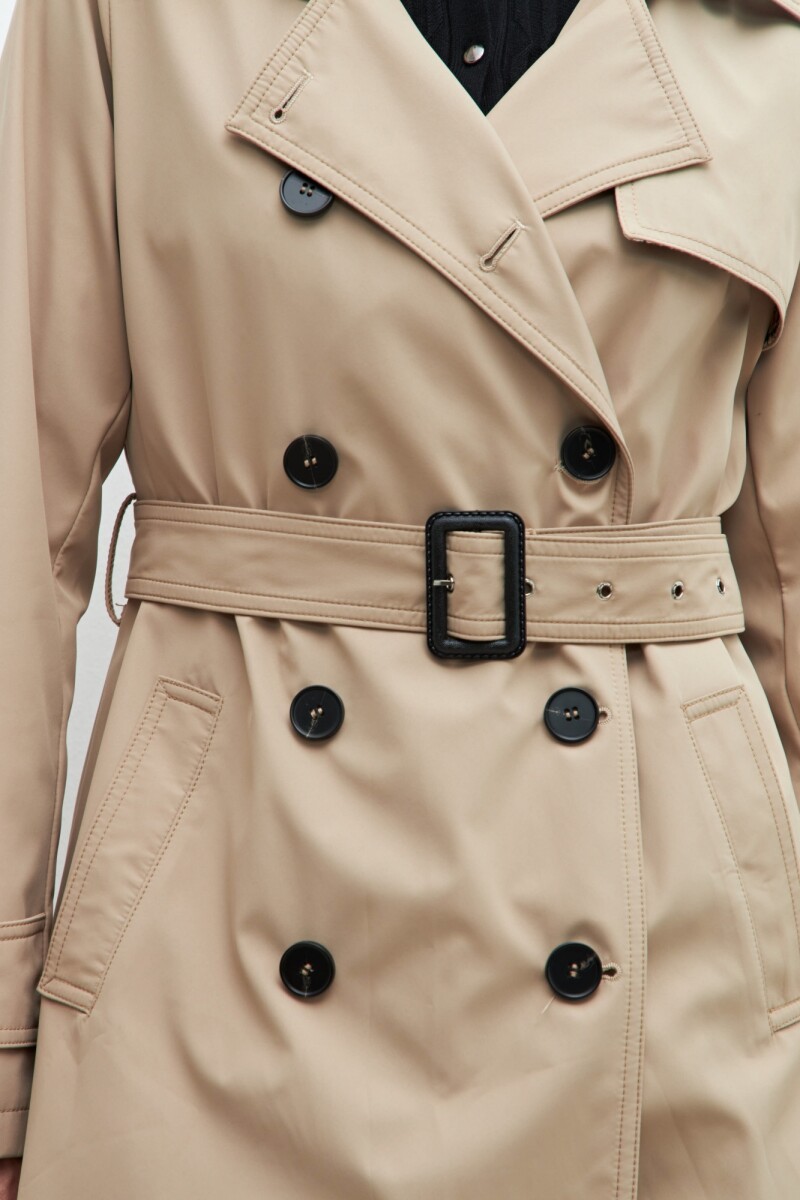 Trench impermeable con capucha desmontable beige