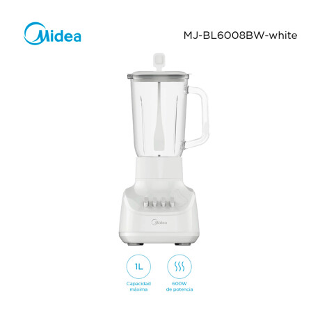 Licuadora Blanca 1 Lt. Jarra De Vidrio Midea Mj-bl6008bww Unica