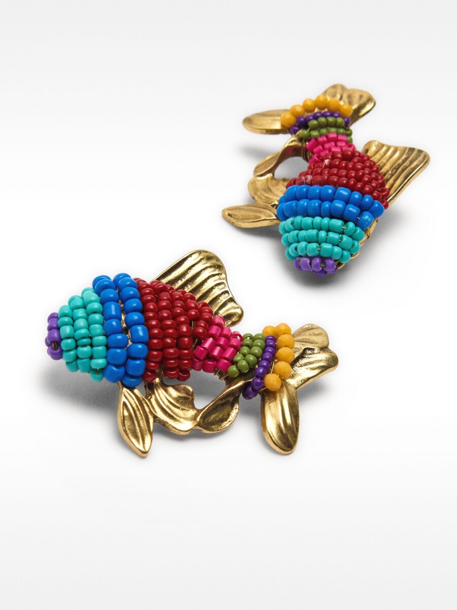 Pendientes Peces Con Cuentas Multicolor multicolor