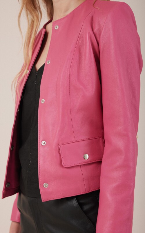 CHAQUETA CUERO MADONA MAGENTA