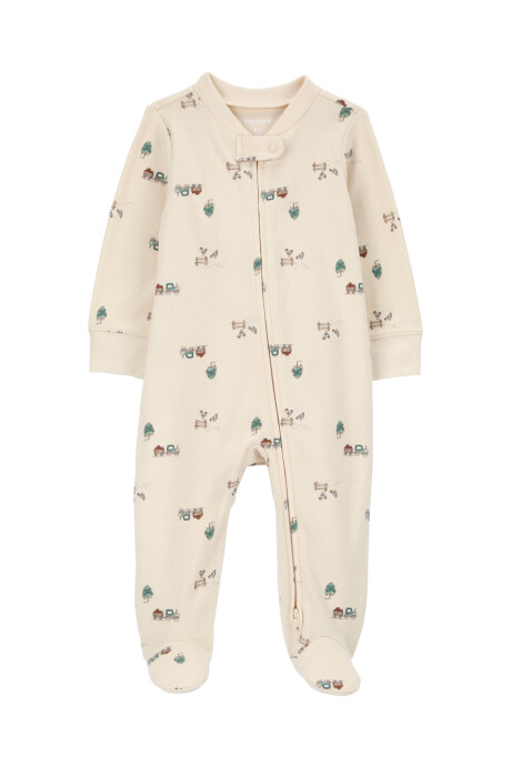 Pijama 1 pieza de algodón, con pie, diseño campo Pijama 1 pieza de algodón, con pie, diseño campo
