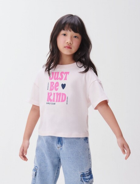 CAMISETA INFANTIL CON ESTAMPA ROSA