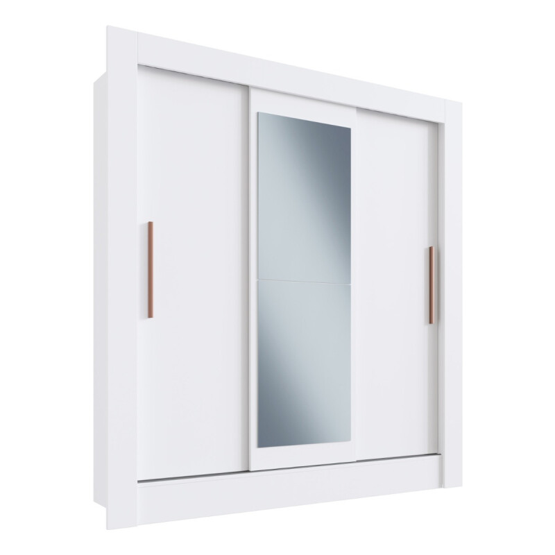 Placard Ropero 3 Puertas Corredizas Dormitorio Con Espejo Blanco