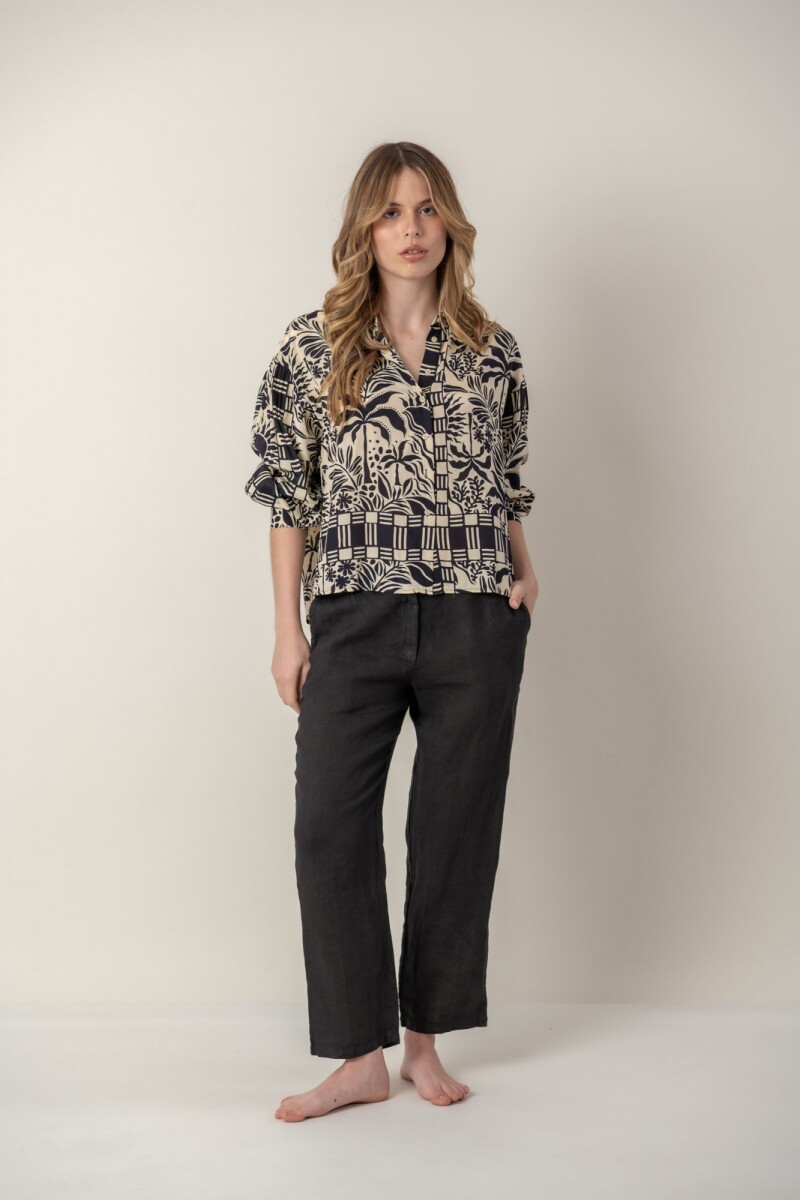 Pantalón de lino - Negro 