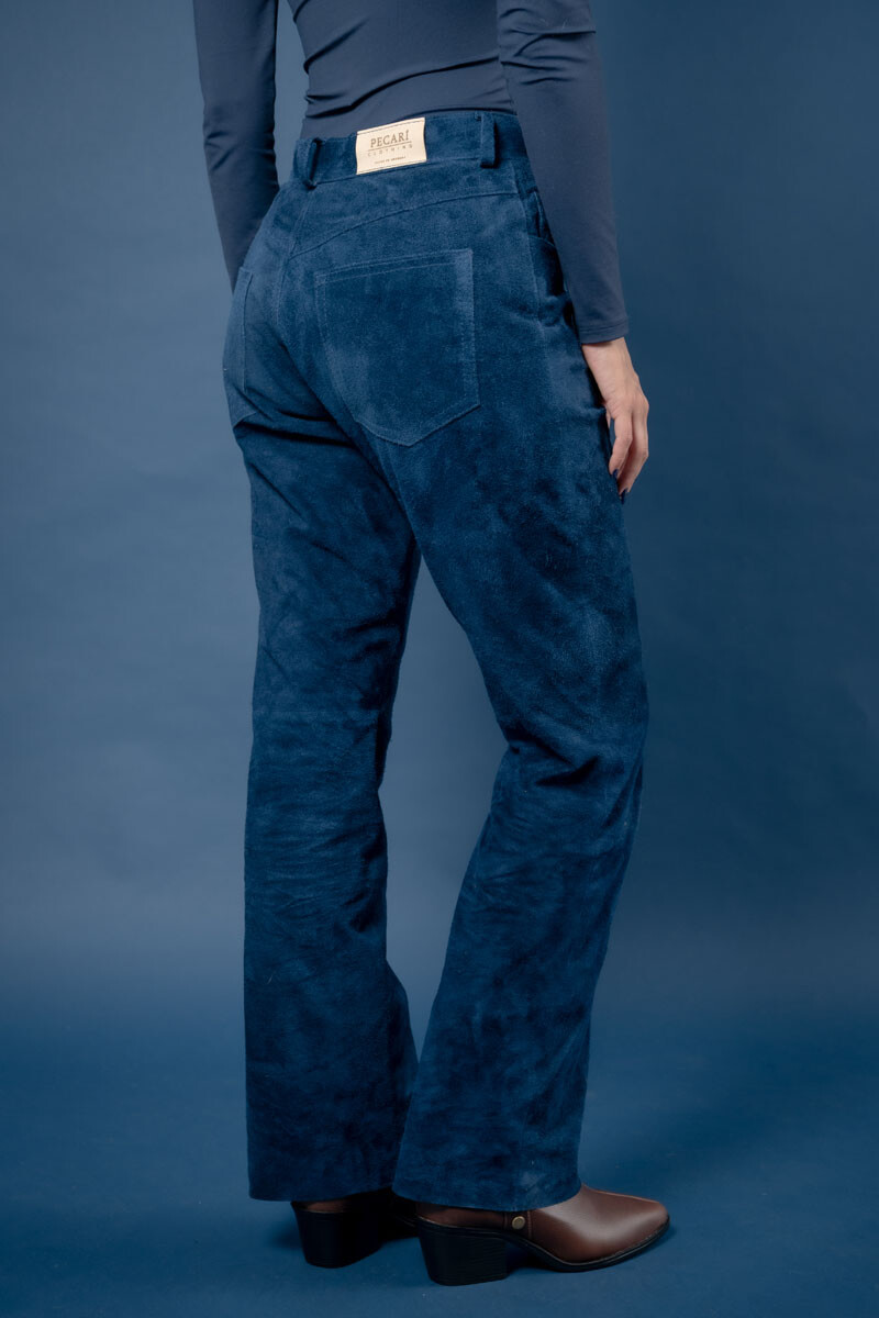Pantalón de cuero Azul gamuza