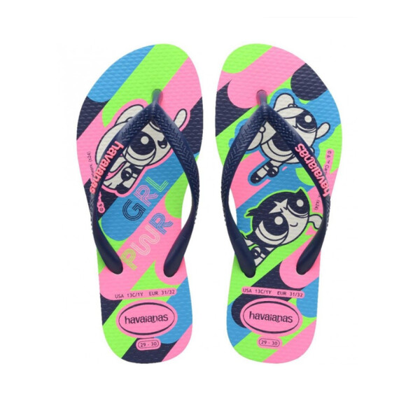 KIDS SLIM POWERPUFF - HAVAIANAS NEGRO/MULTICOLOR