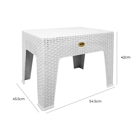Mesa Ratona Auxiliar Jardín Patio Rattan Exterior UV Blanco