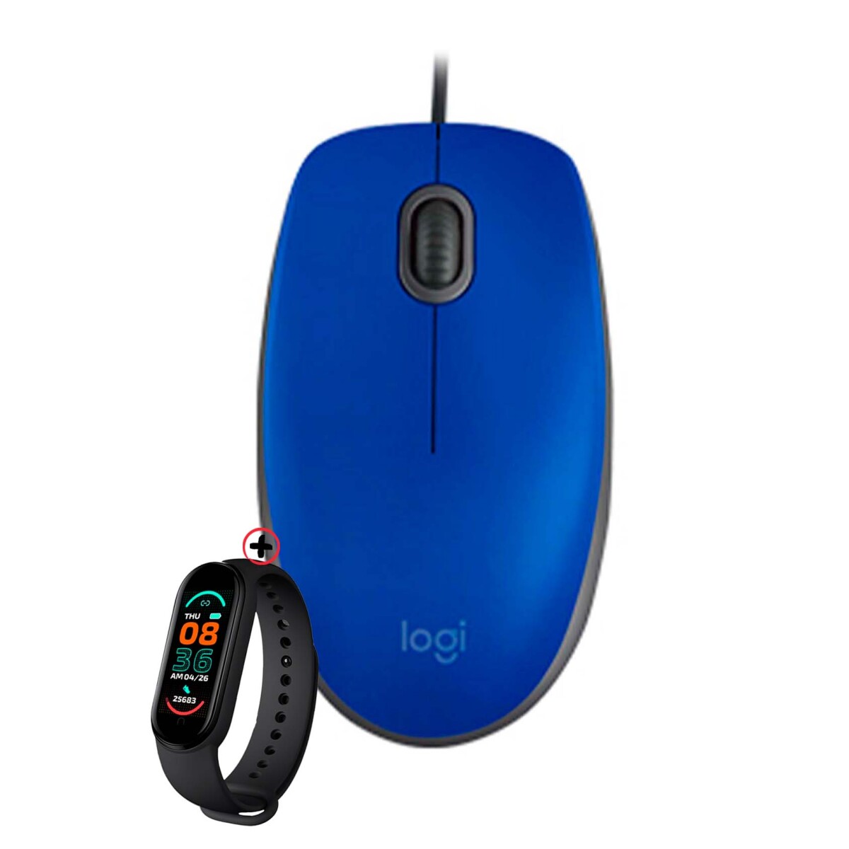 Mouse Cableado Logitech M110 Silencioso 1000dpi + Smartwatch - Azul 
