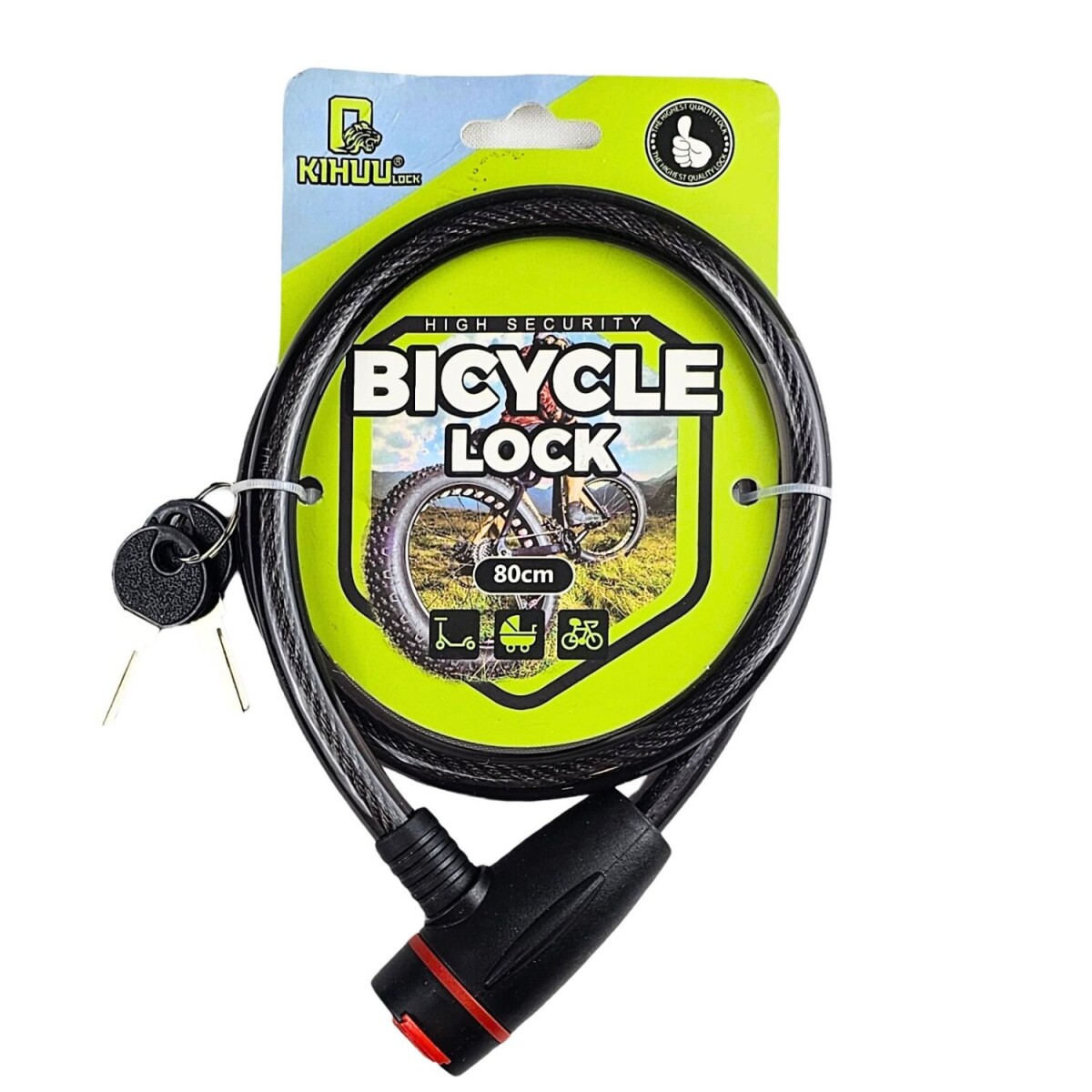 Linga Candado para Bici Moto 2 Llaves Reforzada - Negro 