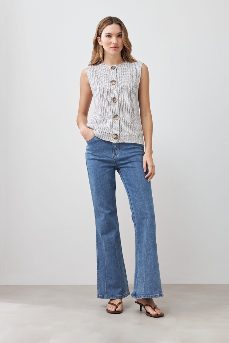 Chaleco tejido con botones gris